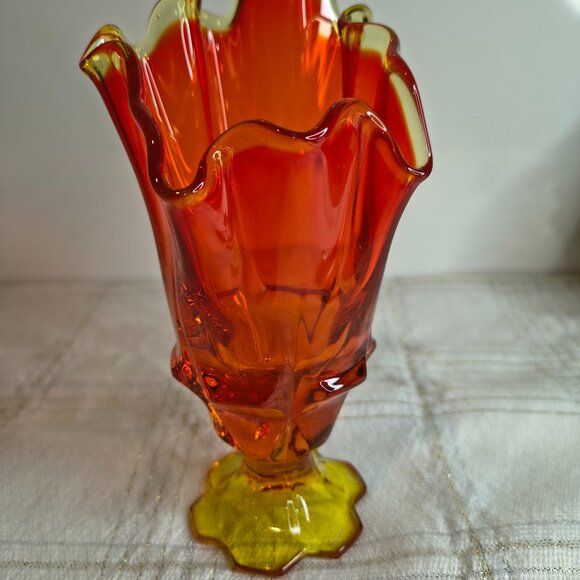Amberina Glass Swung Vase